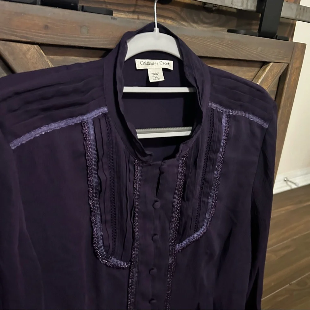 Coldwater Creek Women’s Blouse Medium 10-12 Purple Long Sleeve‎